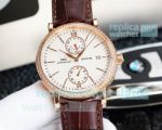 Swiss Replica IWC Portofino Watch Rose Gold Brown Leather Strap 40mm